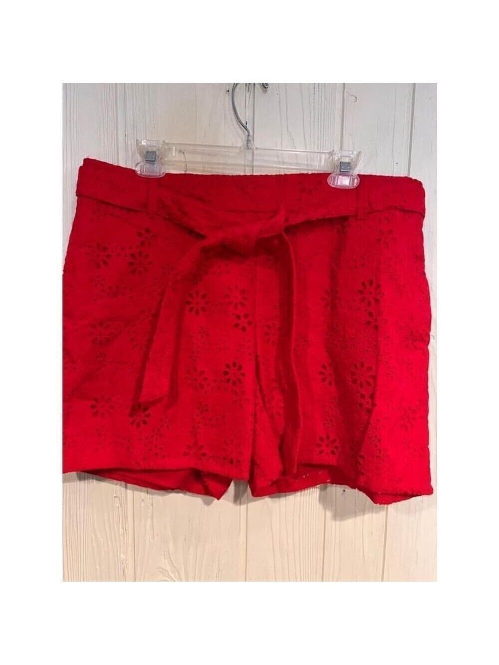 Charter Club Red Eyelet Shorts Elastic Waist Tie XL